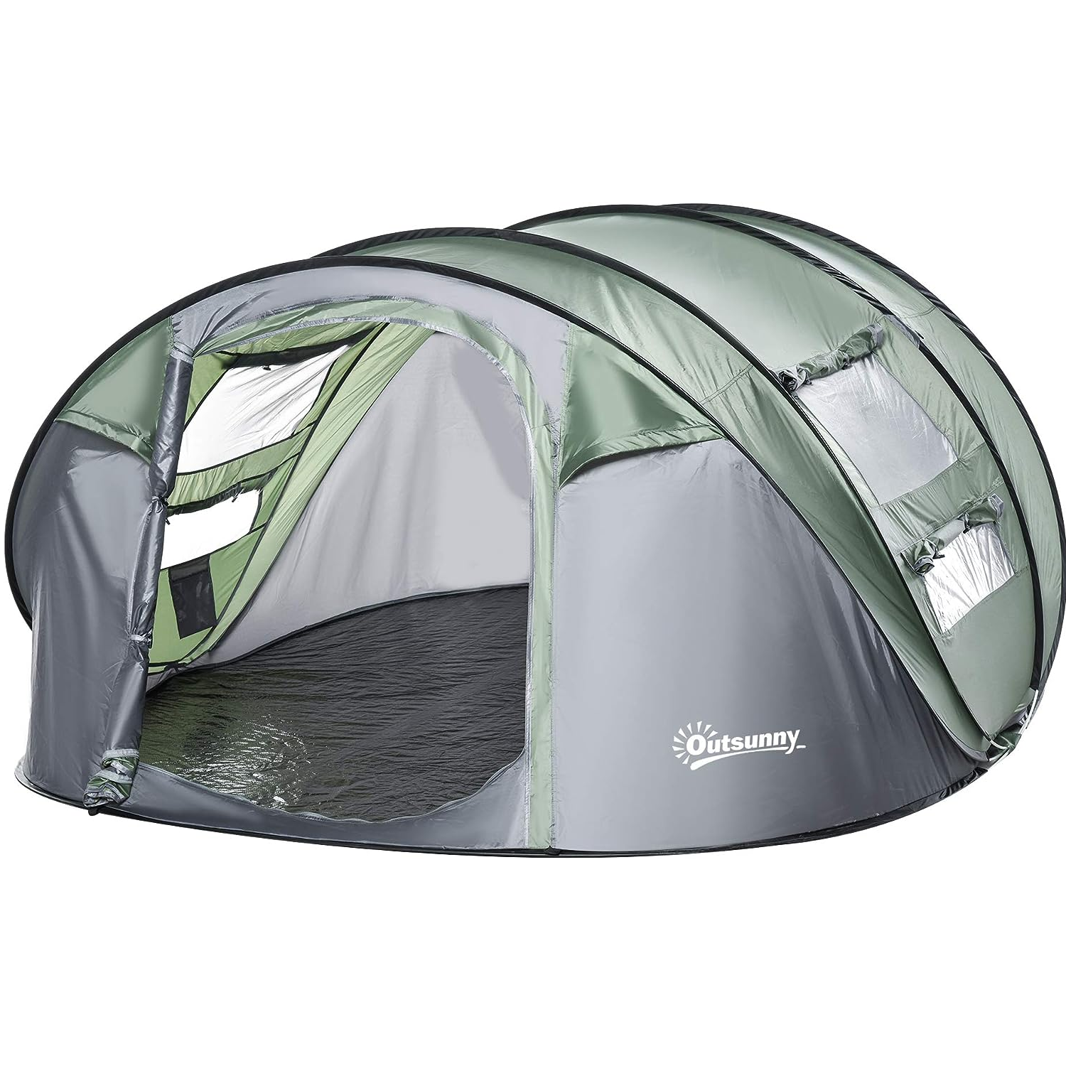 OutSunny 4-5 Person Pop Up Camping Tent Green/Grey